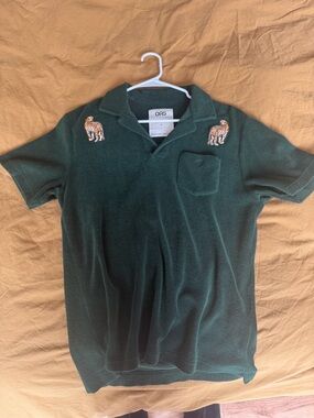 OAS Forest Green Polo Shirt with Tiger Shoulder Embroidery